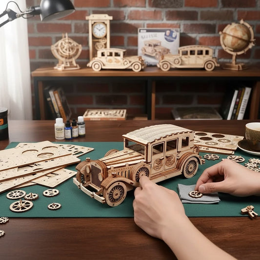 Vintage Gangster Roadster Car - Wooden DIY Model
