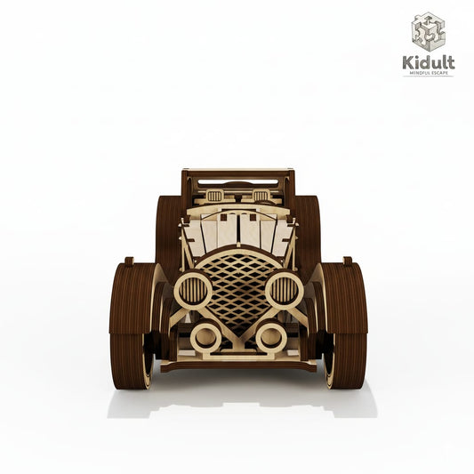 Vintage Open Roof Roadster Car – Wooden DIY Model